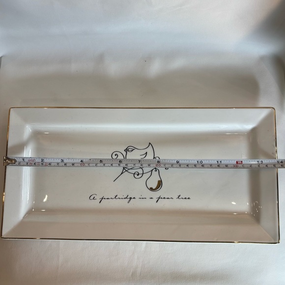 MAXWELL WILLIAMS White Gold Trim Rectangular Platter Partridge in a Pear Tree - Picture 3 of 6